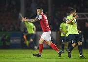 25 February 2019; Michael Drennan of St Patricks Athletic reacts during the SSE Airtricity League Premier Division match between St Patrick's Athletic and Finn Harps at Richmond Park in Dublin. Photo by Harry Murphy/Sportsfile