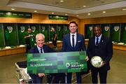 27 February 2019; Republic of Ireland manager Mick McCarthy, left, with assistant coaches Robbie Keane and Terry Connor, right, and team equipment officers Dick Redmond and Mick Lawlor in attendance at Aviva Stadium where the Football Association of Ireland (FAI) launched its new 3, 5 & 10-year Premium Level tickets - “Club Ireland” - ahead of the Republic of Ireland’s EURO 2020 qualifying campaign kicking off next month with Georgia coming to Aviva Stadium on Tuesday, March 26th. Priced at €5,000 for a 10-year ticket and with 5 home international games guaranteed each year, the FAI believe they represent the most keenly priced Premium Level season ticket in Irish sport. The new Ireland management team, Mick McCarthy, Terry Connor & Robbie Keane, were at Aviva Stadium along with FAI CEO John Delaney and former Ireland Internationals and Club Ireland Ambassadors Richard Dunne and Karen Duggan to officially launch the new and improved Club Ireland membership. Membership of Club Ireland is on sale from today (Wednesday, February 27th) and can be purchased VIA: fai.ie/clubireland; by emailing Club Ireland clubireland@fai.ieor by calling 01 899 9547. Photo by Stephen McCarthy/Sportsfile