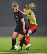 27 February 2019; Brooke Dunne of Maynooth University in action against Chloe Moloney of IT Carlow during the RUSTLERS Third Level CUFL Women's Premier Division Final match between Institute of Technology Carlow and Maynooth University at Athlone Town Stadium in Lissywollen, Westmeath. Photo by Piaras Ó Mídheach/Sportsfile