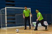 1 March 2019; Former Republic of Ireland international Niall Quinn and Omer Teko during a training session with Special Olympics Team Ireland at the Sport Ireland National Indoor Arena in Blanchardstown, Dublin, ahead of their departure to the Special Olympic World Games 2019 in Abu Dhabi. Photo by Ramsey Cardy/Sportsfile