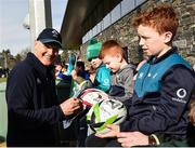 1 March 2019; Ireland Head coach Joe Schmidt signing autographs during a Ireland Rugby squad open training session at Queen's University in Belfast, Antrim. Photo by Oliver McVeigh/Sportsfile