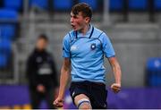 1 March 2019; David Woods of St Michael's College celebrates scoring a try during the Bank of Ireland Leinster Schools Junior Cup Quarter-Final match between St Michael’s College and Presentation College Bray at Energia Park in Donnybrook, Dublin. Photo by Piaras Ó Mídheach/Sportsfile