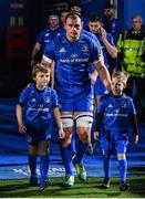 1 March 2019; Match day mascots Joshua Boland, from Blessington in Wicklow and Chrostopher Kelly, from Balgriffin in Dublin, with Leinster captain Rhys Ruddock prior to the Guinness PRO14 Round 17 match between Leinster and Toyota Cheetahs at the RDS Arena in Dublin. Photo by Brendan Moran/Sportsfile