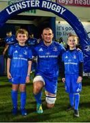 1 March 2019; Match day mascots Joshua Boland, from Blessington in Wicklow and Chrostopher Kelly, from Balgriffin in Dublin, with Leinster captain Rhys Ruddock prior to the Guinness PRO14 Round 17 match between Leinster and Toyota Cheetahs at the RDS Arena in Dublin. Photo by Brendan Moran/Sportsfile