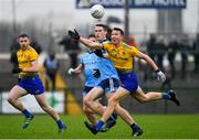 3 March 2019; Tadgh O'Rourke of Roscommon in action against Brian Fenton of Dublin during the Allianz Football League Division 1 Round 5 match between Roscommon and Dublin at Dr Hyde Park in Roscommon. Photo by Ramsey Cardy/Sportsfile