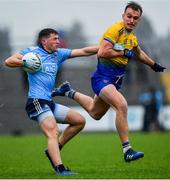 3 March 2019; Colm Basquel of Dublin in action against Enda Smith of Roscommon during the Allianz Football League Division 1 Round 5 match between Roscommon and Dublin at Dr Hyde Park in Roscommon. Photo by Ramsey Cardy/Sportsfile