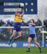 3 March 2019; Cathal Cregg of Roscommon in action against Andrew McGowan of Dublin during the Allianz Football League Division 1 Round 5 match between Roscommon and Dublin at Dr Hyde Park in Roscommon. Photo by Ramsey Cardy/Sportsfile