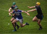 3 March 2019; Paddy Purcell of Laois is tackled by Dáire Gray, 4, and James Madden of Dublin during the Allianz Hurling League Division 1B Round 5 match between Dublin and Laois at Parnell Park in Dublin. Photo by Ray McManus/Sportsfile