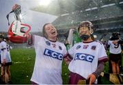 3 March 2019; Niamh Glass, left, and Ellís McGrath of Slaughtneil celebrate following the AIB All Ireland Senior Camogie Club Final match between Slaughtneil and St Martins at Croke Park in Dublin. Photo by Harry Murphy/Sportsfile