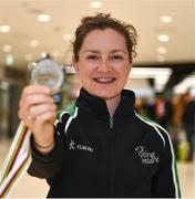 4 March 2019; Lydia Boylan returns home to Dublin Airport after winning a silver medal in the Points Race at the World Track Cycling Championships in Poland. Photo by Eóin Noonan/Sportsfile