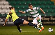 4 March 2019; Aaron Greene of Shamrock Rovers in action against Keith Cowan of Finn Harps during the SSE Airtricity League Premier Division match between Shamrock Rovers and Finn Harps at Tallaght Stadium in Dublin. Photo by Eóin Noonan/Sportsfile