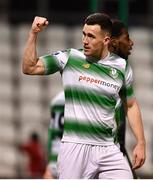 4 March 2019; Aaron Greene of Shamrock Rovers celebrates after scoring his side's third goal during the SSE Airtricity League Premier Division match between Shamrock Rovers and Finn Harps at Tallaght Stadium in Dublin. Photo by Eóin Noonan/Sportsfile