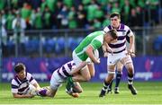 5 March 2019; Ronan Shaw of Gonzaga College is tackled by David Wilkinson of Clongowes Wood College during the Bank of Ireland Schools Senior Cup Semi-Final match between Gonzaga College and Clongowes Wood College at Energia Park in Donnybrook, Dublin. Photo by Ramsey Cardy/Sportsfile