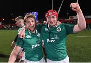 8 March 2019; Liam Turner, left, and John Hodnett of Ireland celebrate after the U20 Six Nations Rugby Championship match between Ireland and France at Irish Independent Park in Cork. Photo by Matt Browne/Sportsfile