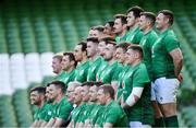 9 March 2019; The Ireland team during the squad photograph during the Ireland Rugby captain's run at the Aviva Stadium in Dublin. Photo by Ramsey Cardy/Sportsfile