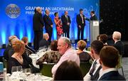 8 March 2019; MC Micheál Ó Domhnaill, right, interviews Enda Smith, after The Smith Family, Boyle GAA, Roscommon, were presented with The Dermot Earley Family Award during the GAA President's Awards at Croke Park in Dublin. Photo by Piaras Ó Mídheach/Sportsfile