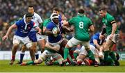 10 March 2019; Demba Bamba of France is tackled by Jack Conan of Ireland during the Guinness Six Nations Rugby Championship match between Ireland and France at the Aviva Stadium in Dublin. Photo by John Dickson/Sportsfile