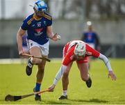 10 March 2019; Eoin McCormack of Wicklow in action against Meehaul McGrath of Derry during the Allianz Hurling League Division 2B Final match between Derry and Wicklow at Páirc Grattan in Inniskeen, Monaghan. Photo by Philip Fitzpatrick/Sportsfile