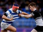 11 March 2019; Tom Brigg of Blackrock College in action against Calum Corcoran of Newbridge College during the Bank of Ireland Leinster Rugby Schools Junior Cup semi-final match between Newbridge College and Blackrock College at Energia Park in Donnybrook, Dublin. Photo by Harry Murphy/Sportsfile