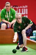 15 March 2019; Team Ireland's Matthew Brennan, a member of the Team South Galway Club, from Ardrahan, Co. Galway,under the watchful eyes of Bocce Head Coach Catherine Kelly, in action during the SO Ireland 10-7 win over SO China Bocce match on Day One of the 2019 Special Olympics World Games in the Abu Dhabi National Exhibition Centre, Abu Dhabi, United Arab Emirates. Photo by Ray McManus/Sportsfile