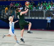 15 March 2019; Team Ireland's Emma Johnstone, a member of the Cabra Lions Special Olympics Club, from Dublin 11, Co. Dublin, in action against the Kazakhstan's Marina Krasnoperova during the SO Ireland 20-6 win over Kazakhstan basketball game on Day One of the 2019 Special Olympics World Games in the Abu Dhabi National Exhibition Centre, Abu Dhabi, United Arab Emirates. Photo by Ray McManus/Sportsfile