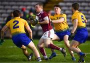 16 March 2019; Danny Cummins of Galway in action against, from left, David Murray, Gary Patterson and Conor Devaney of Roscommon during the Allianz Football League Division 1 Round 6 match between Galway and Roscommon at Pearse Stadium in Salthill, Galway. Photo by Sam Barnes/Sportsfile