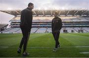 16 March 2019; Peter Harte, right, and Colm Cavanagh of Tyrone prior to the Allianz Football League Division 1 Round 6 match between Dublin and Tyrone at Croke Park in Dublin. Photo by David Fitzgerald/Sportsfile