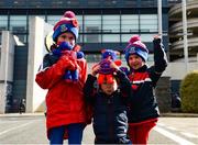 17 March 2019; St Thomas' fans Roísin, aged 7, Senand, aged 2, and Grainne Burke, aged 5, from Castledaly, Co. Galway prior to the AIB GAA Hurling All-Ireland Senior Club Championship Final match between Ballyhale Shamrocks and St Thomas at Croke Park in Dublin. Photo by Harry Murphy/Sportsfile