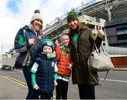 17 March 2019; Ballyhale Shamrocks fans Eireen Kielly and Maira Connolly with Billy, aged 5, and Faith Kielly, aged 8, prior to the AIB GAA Hurling All-Ireland Senior Club Championship Final match between Ballyhale Shamrocks and St Thomas at Croke Park in Dublin. Photo by Harry Murphy/Sportsfile