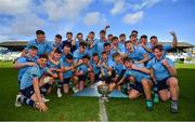 17 March 2019; The St Michael's College team celebrate with the trophy following their victory in the Bank of Ireland Leinster Schools Senior Cup Final between Gonzaga College and St Michael's College at the RDS Arena in Dublin. Photo by Ramsey Cardy/Sportsfile