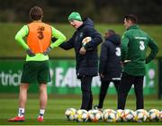 18 March 2019; Republic of Ireland manager Mick McCarthy, centre, with assistant coach Robbie Keane, in conversation with Jeff Hendrick, left, during a Republic of Ireland training session at the FAI National Training Centre in Abbotstown, Dublin. Photo by Stephen McCarthy/Sportsfile