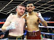17 March 2019; Paddy Barnes, left, and Oscar Mojica following their bantamweight bout at the Madison Square Garden Theater in New York, USA. Photo by Mikey Williams/Top Rank/Sportsfile