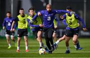 19 March 2019; David McGoldrick is tackled by Harry Arter during a Republic of Ireland training session at the FAI National Training Centre in Abbotstown, Dublin. Photo by Stephen McCarthy/Sportsfile