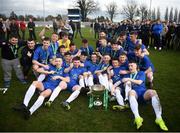 20 March 2019; Carndonagh Community Scool players celebrate following the FAI Schools Dr. Tony O’Neill Senior National Cup Final match between Carndonagh Community School and Midleton CBS at Home Farm FC in Whitehall, Dublin. Photo by David Fitzgerald/Sportsfile