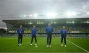 21 March 2019; Northern Ireland players, from left, Aaron Hughes, Stuart Dallas, Kyle Lafferty and Niall McGinn prior to the UEFA EURO2020 Qualifier - Group C match between Northern Ireland and Estonia at National Football Stadium in Windsor Park, Belfast. Photo by David Fitzgerald/Sportsfile