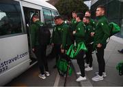 21 March 2019; Republic of Ireland players, including James Collins, right, on the squad's arrival at Gibraltar International Airport ahead of the UEFA EURO2020 Qualifier between Republic of Ireland and Gibraltar. Photo by Stephen McCarthy/Sportsfile