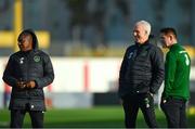 22 March 2019; Republic of Ireland manager Mick McCarthy, centre, and assistant coaches Terry Connor, left, and Robbie Keane, right, during a training session at Victoria Stadium in Gibraltar. Photo by Seb Daly/Sportsfile