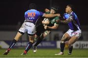 22 March 2019; Eoin McKeon of Connacht is tackled by Ian McKinley, left, and Monty Ioane of Benetton Rugby during the Guinness PRO14 Round 18 match between Connacht and Benetton Rugby at The Sportsground in Galway. Photo by Brendan Moran/Sportsfile