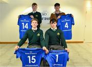 22 March 2019; In attendance during the Leinster Rugby Schools Top 15 Jersey Presentation are, from left, Jack Connolly, Conor Hennessy, Henry Godson and Jack Barry of Gonzaga at BOI Ballsbridge in Dublin. Photo by Sam Barnes/Sportsfile