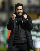 22 March 2019; Shamrock Rovers manager Stephen Bradley celebrates after the SSE Airtricity League Premier Division between Finn Harps and Shamrock Rovers at Finn Park in Ballybofey, Co. Donegal. Photo by Oliver McVeigh/Sportsfile