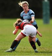 23 March 2019; Orla Fitzsimons of MU Barnhall RFC is tackled by Honor McNamara of Dublin University during the Bank of Ireland Leinster Rugby Women’s Division 3 Cup Final match between Dublin University and MU Barnhall RFC at Naas RFC in Naas, Kildare. Photo by Piaras Ó Mídheach/Sportsfile