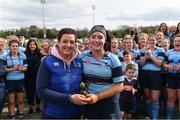 23 March 2019; Katelynn Doran of MU Barnhall RFC is presented with her Player of the Match award by Kelly-Ann Conroy, Competition Officer, Leinster Women's Rugby, after the Bank of Ireland Leinster Rugby Women’s Division 3 Cup Final match between Dublin University and MU Barnhall RFC at Naas RFC in Naas, Kildare. Photo by Piaras Ó Mídheach/Sportsfile