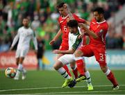 23 March 2019; Seán Maguire of Republic of Ireland in action against Louie Annesley, left, and Jospeh Chipolina of Gibraltar during the UEFA EURO2020 Qualifier Group D match between Gibraltar and Republic of Ireland at Victoria Stadium in Gibraltar. Photo by Seb Daly/Sportsfile