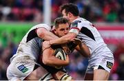 23 March 2019; Ruan Lerm of Isuzu Southern Kings is tackled by Nick Timoney, left, and Billy Burns of Ulster during the Guinness PRO14 Round 18 match between Ulster and Isuzu Southern Kings at the Kingspan Stadium in Belfast. Photo by Ramsey Cardy/Sportsfile