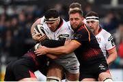 23 March 2019; Marcell Coetzee of Ulster is tackled by Tertius Kruger, left, and Ruan Lerm of Isuzu Southern Kings during the Guinness PRO14 Round 18 match between Ulster and Isuzu Southern Kings at the Kingspan Stadium in Belfast. Photo by Ramsey Cardy/Sportsfile