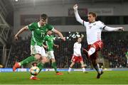 24 March 2019; Paddy McNair of Northern Ireland in action against Maksim Valadzko of Belarus during the UEFA EURO2020 Qualifier Group C match between Northern Ireland and Belarus at the National Football Stadium in Windsor Park, Belfast. Photo by Ramsey Cardy/Sportsfile