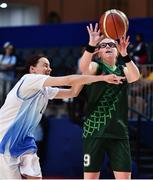 15 March 2019; Team Ireland's Emma Johnstone, a member of the Cabra Lions Special Olympics Club, from Dublin 11, Co. Dublin, in action against Nina Khissamutdinova of Kazakhstan during the SO Ireland 20-6 win over Kazakhstan basketball game on Day One of the 2019 Special Olympics World Games in the Abu Dhabi National Exhibition Centre, Abu Dhabi, United Arab Emirates. Photo by Ray McManus/Sportsfile