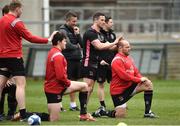 26 March 2019; Jacob Stockdale, left, and Rory Best in front of Kieran Treadwell and John Cooney during Ulster squad training at Kingspan Stadium Ravenhill in Belfast, Co Down. Photo by Oliver McVeigh/Sportsfile