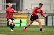 26 March 2019; Dave Shanahan and Billy Burns during Ulster squad training at Kingspan Stadium Ravenhill in Belfast, Co Down. Photo by Oliver McVeigh/Sportsfile