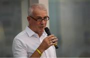 27 March 2019; Declan Harte, President of Swim Ireland, speaking before the Irish Long Course Swimming Championships at the National Aquatic Centre in Abbotstown, Dublin. Photo by Piaras Ó Mídheach/Sportsfile